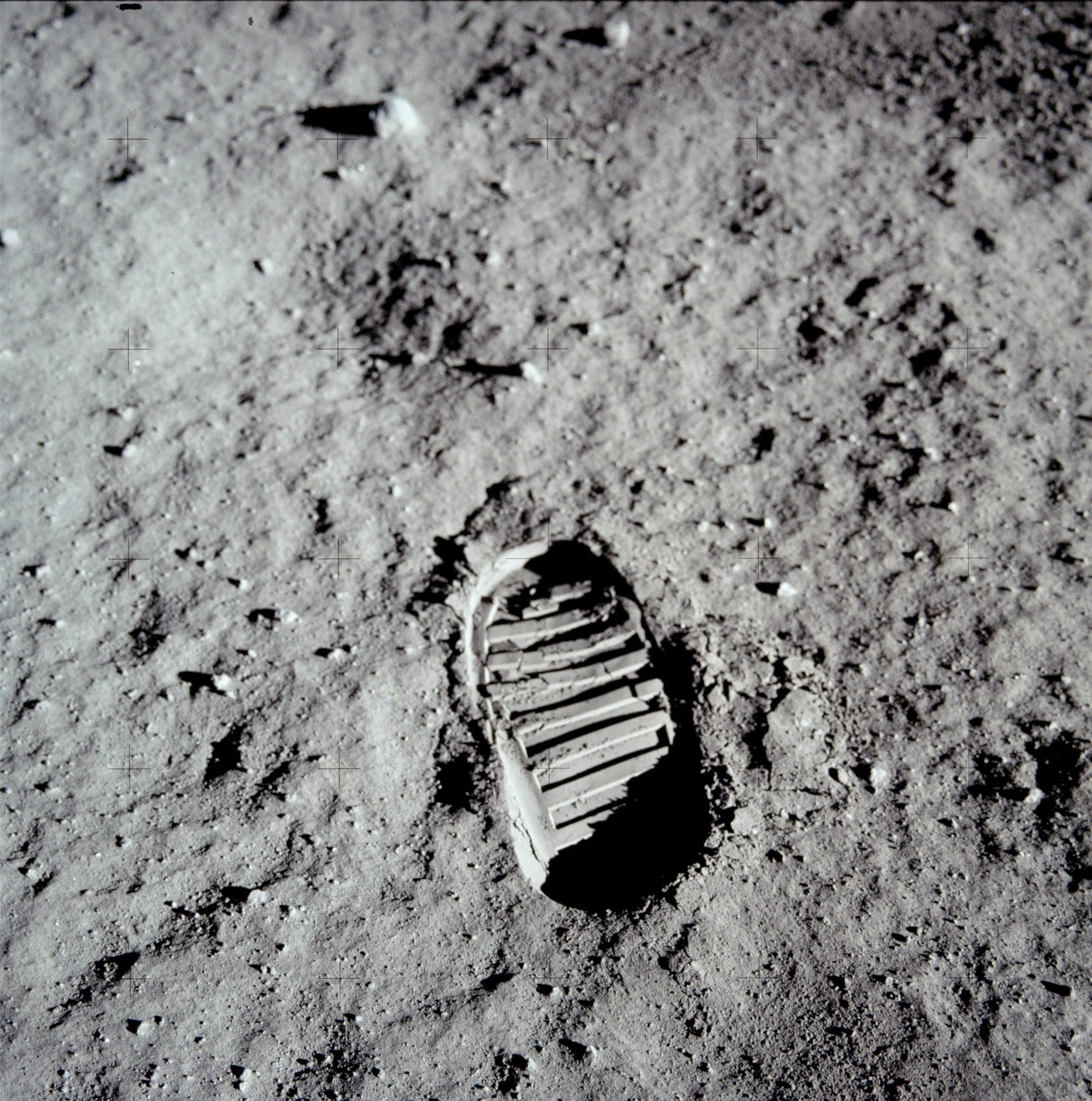Buzz Aldrin's footprint on the Moon