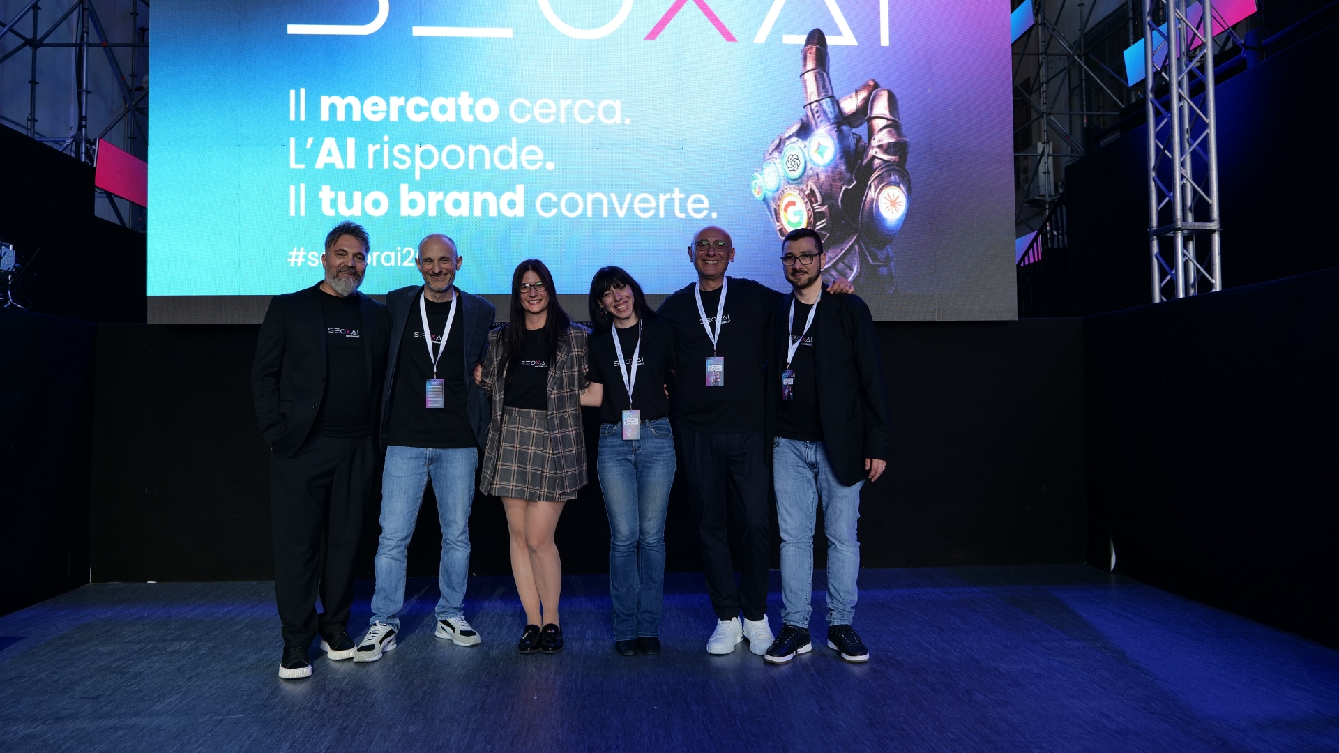 I relatori sul palco del SEOxAI by SEOZoom