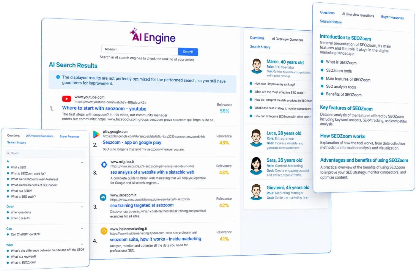 AI Engine: simulating your ranking on generative search engines in SEOZoom