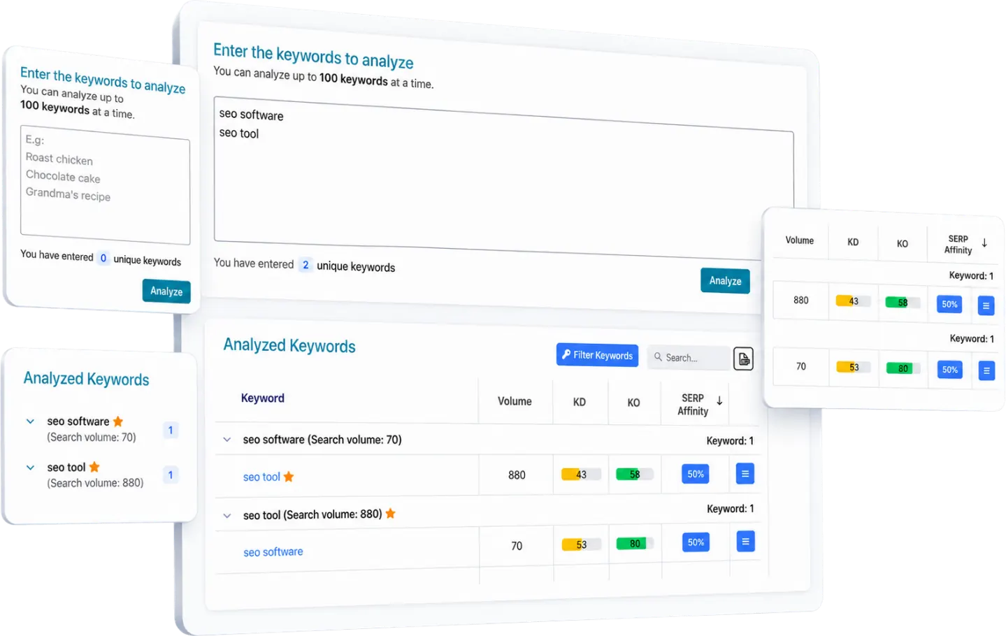 SERP Comparator: comparing results across multiple queries in SEOZoom